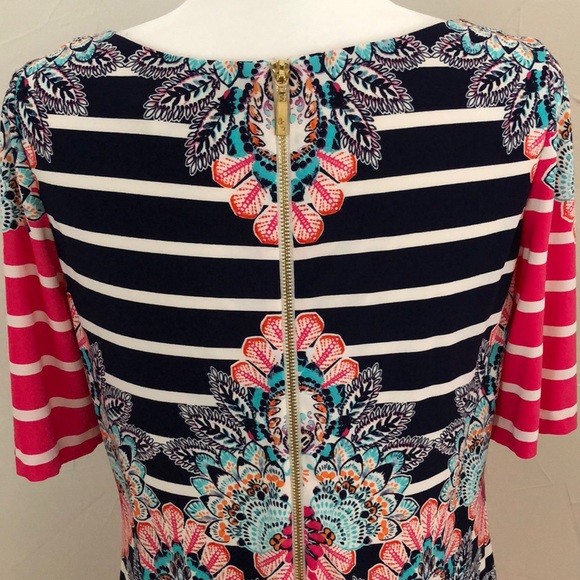 Eliza J Beautiful Hot Pink, Navy and White Dress! - Picture 5 of 6